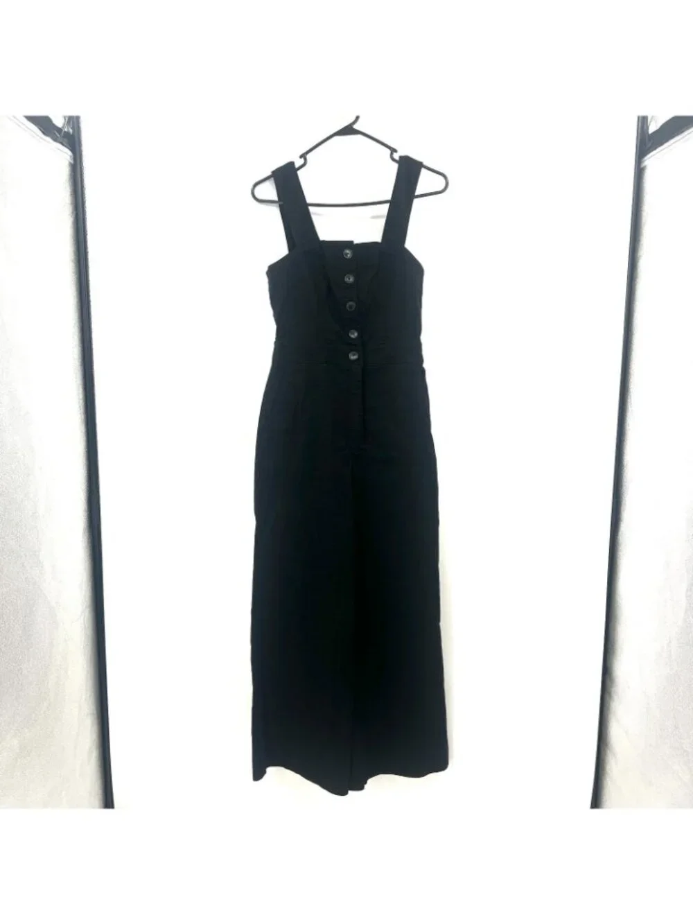 Maeve by Anthropologie The Colette Black Button Front Sleeveless Jumpsuit Size 6 - Picture 3 of 9